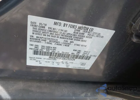 2018 Ford Ecosport Se из США, поврежденный, VIN MAJ6P1UL2JC223534